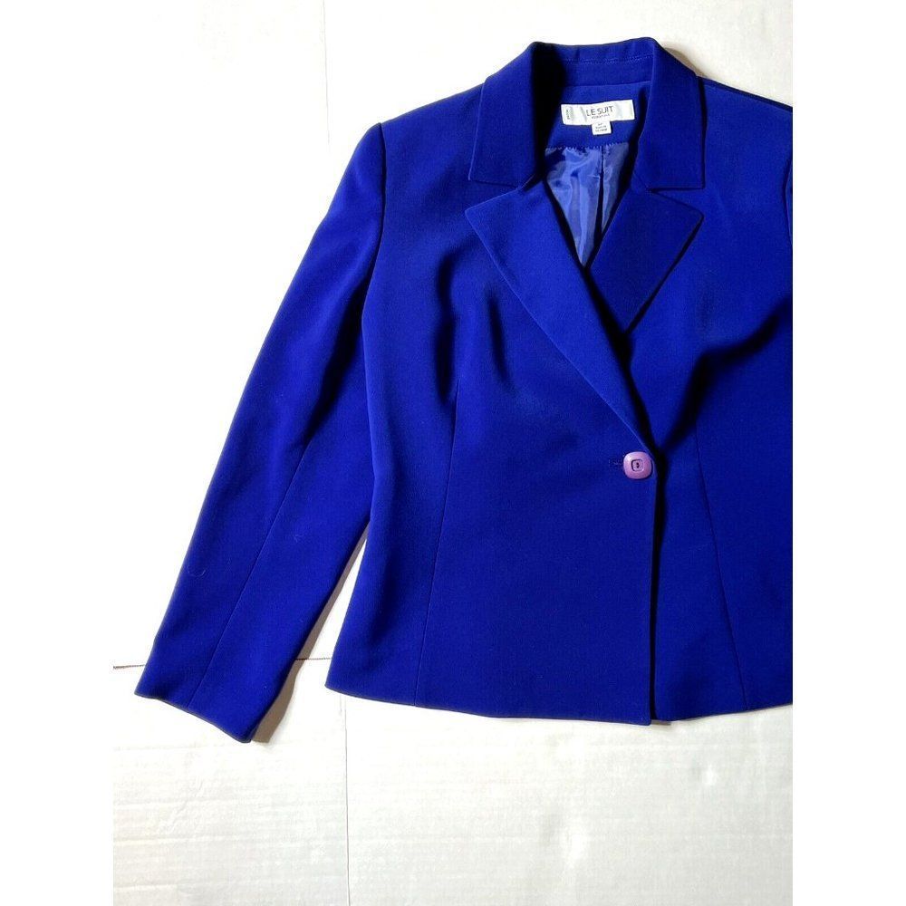 Le Suit Blue Double Breasted Petite Career Blazer Suit Women's Size 6P - Picture 2 of 8